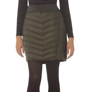 Aventure Quilted Down Snap Faux Wrap Fleece Lined Mini Skirt